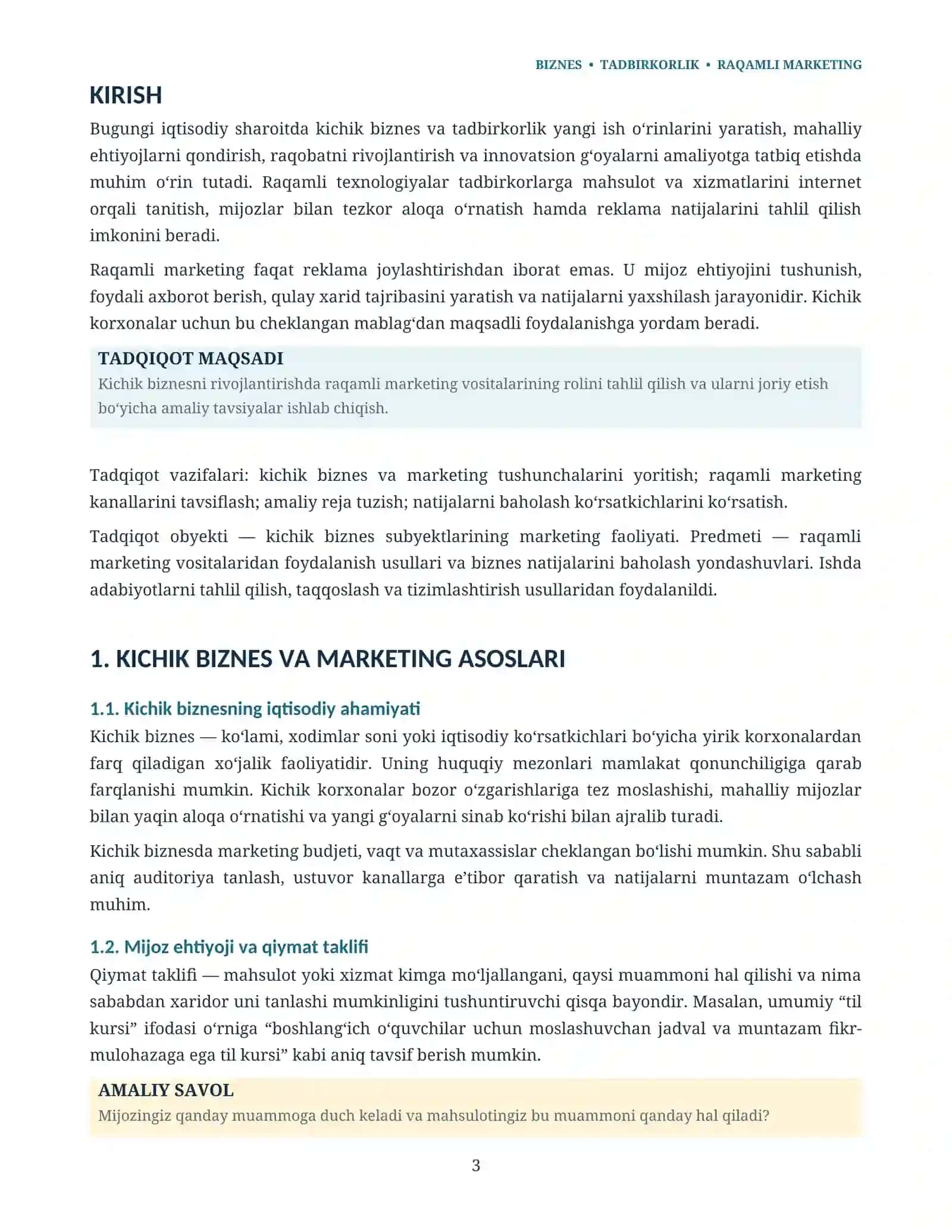Raqamli marketing: kichik biznesni rivojlantirish 3