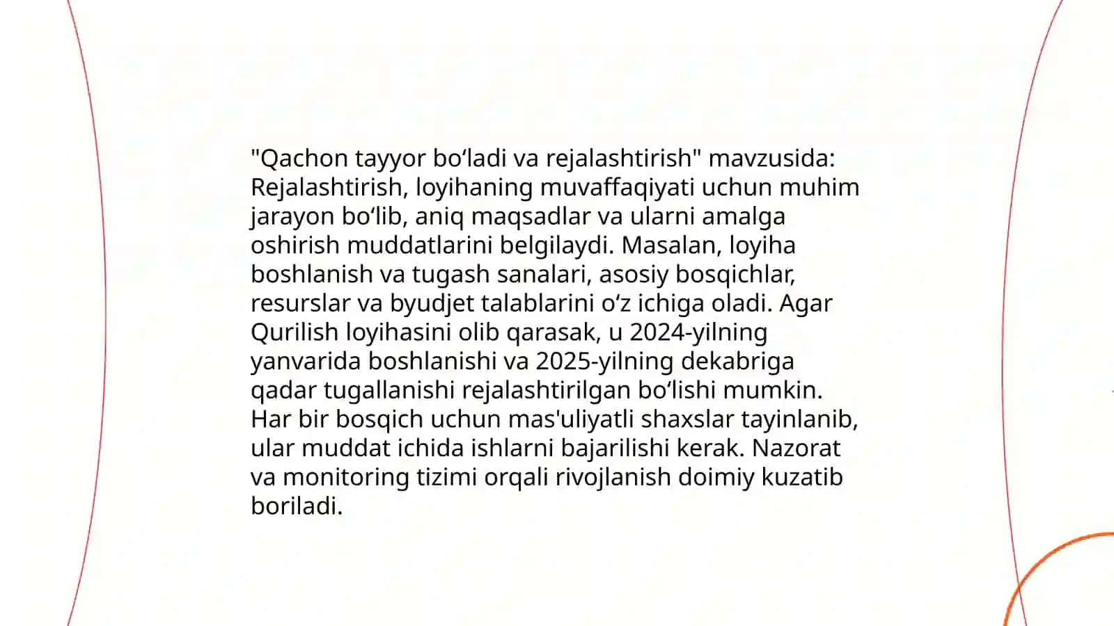 Qachon tayyor boʻladi va rejalashtirish 3