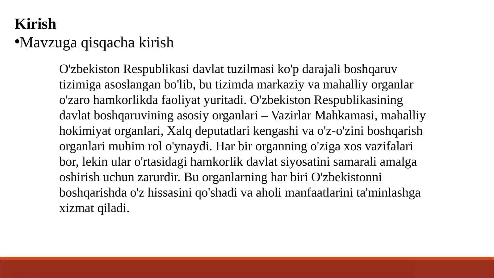 Vazirlar mahkamasi, mahlalliy hokimyat organlari, xalq deputatlari kengashi va o`z-o`zini boshqarish organlari 3