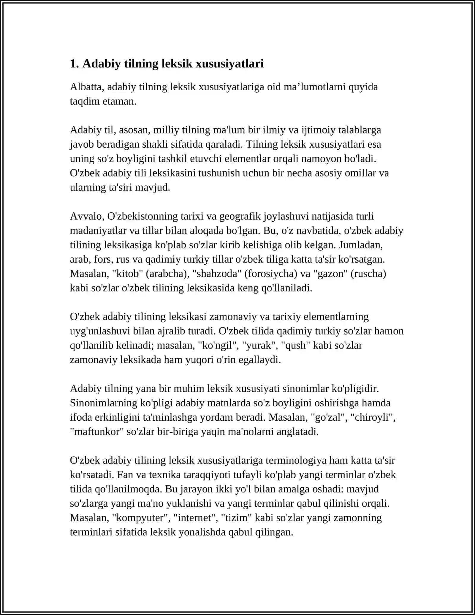 ADABIY TIL USLUBLARI. LEKSIK VA FONETIK USLUBIYAT 3