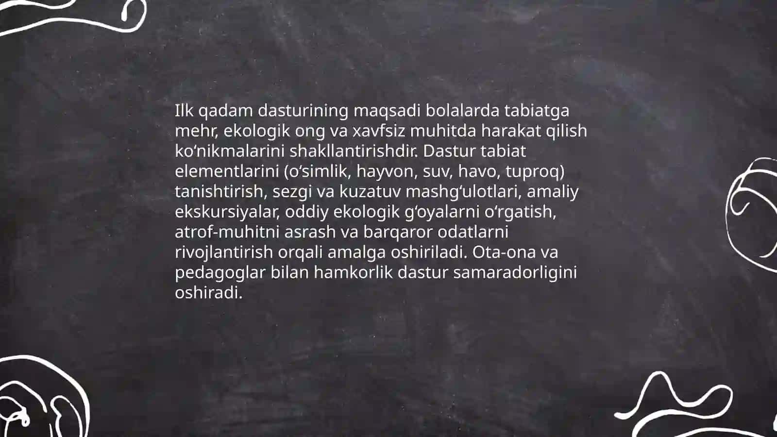 Ilk qadam davlat dasturida tabiat bilan tanishtirish mazmuni 3