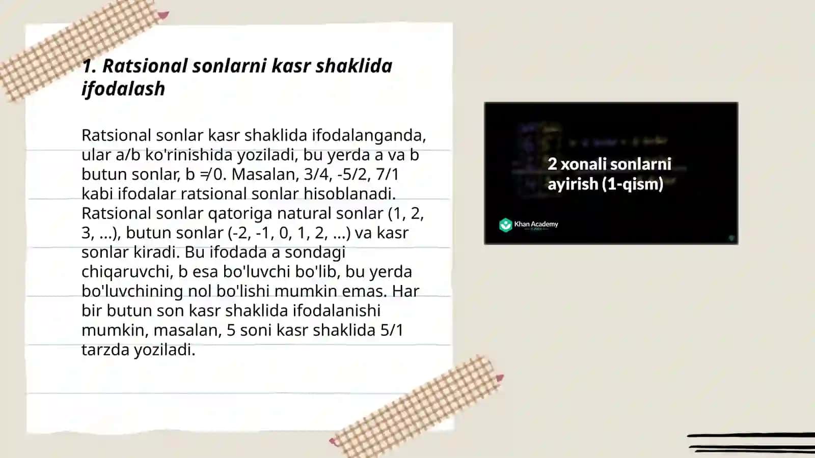 Ratsional sonlarni cheksiz o‘nli kasir shaklida tasvirlash 3