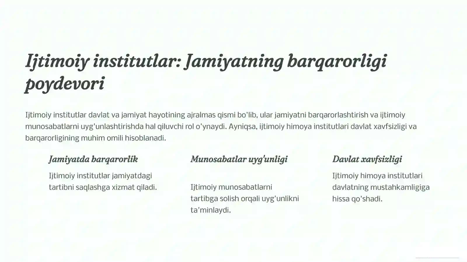 Ijtimoiy institutlar va xodimlarni ijtimoiy muhofaza qilish mexanizmlari 3
