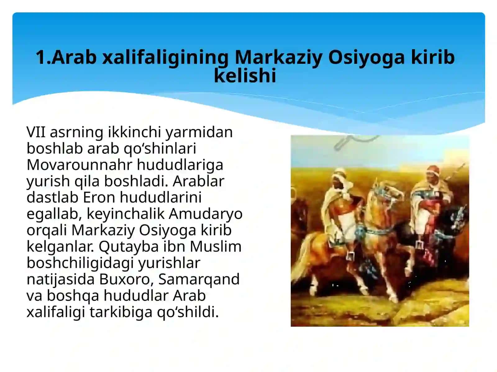 Arab xalifaligi davri Markaziy Osiyo xalqlari madaniyati tarixi 3