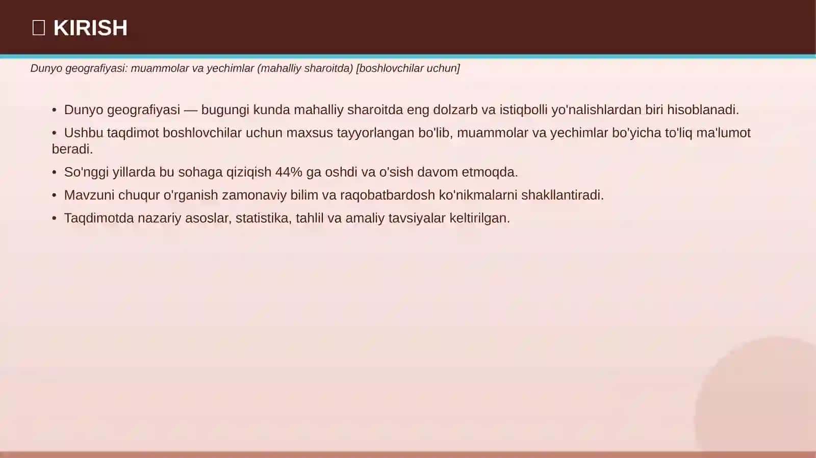 DUNYO GEOGRAFIYASI Muammolar va yechimlar 3