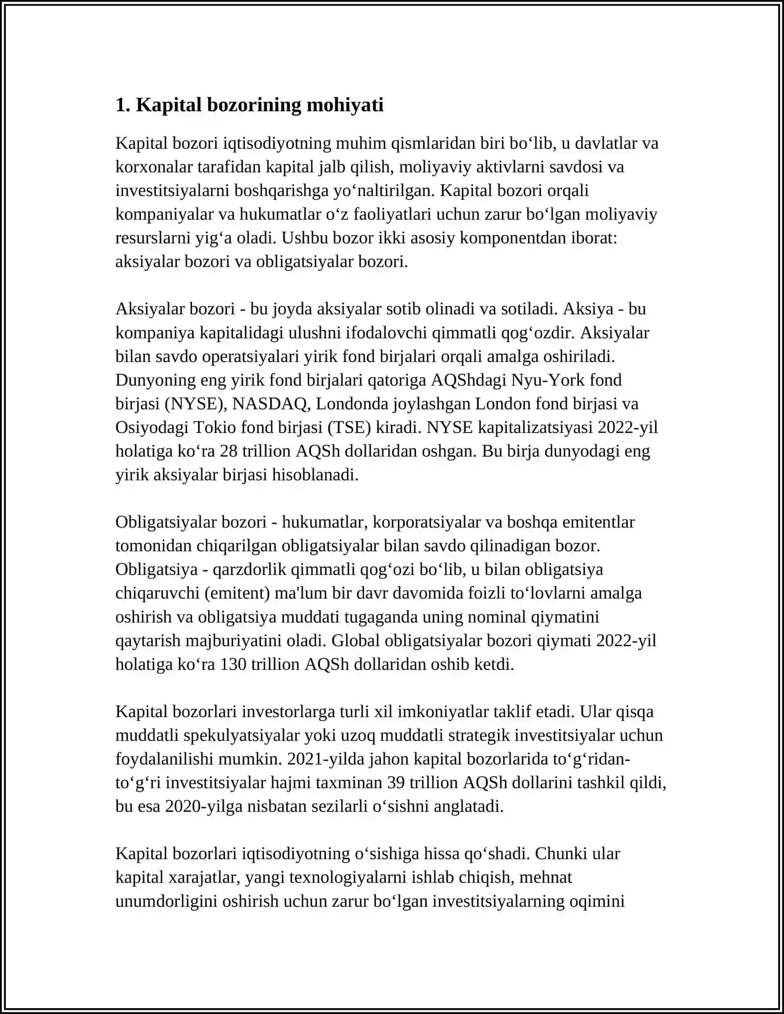 Kapital bozorining mohiyati 3