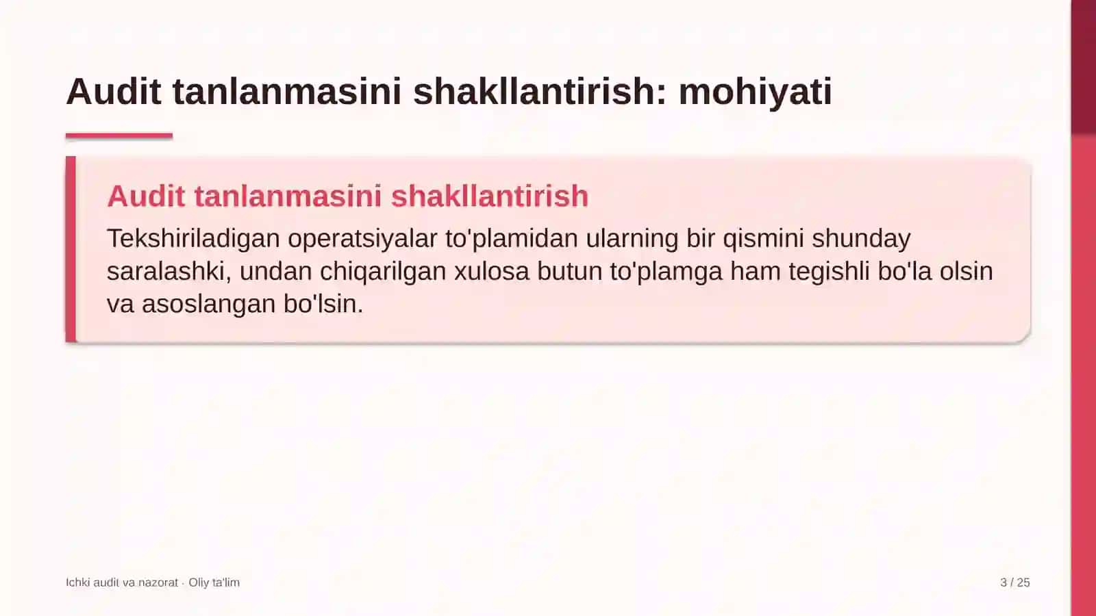 Mahalliy davlat hokimiyati organlarida audit tanlanmasini shakllantirish 3
