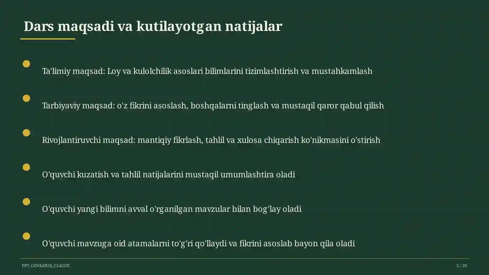 Loy va kulolchilik asoslari (4-sinf) 3