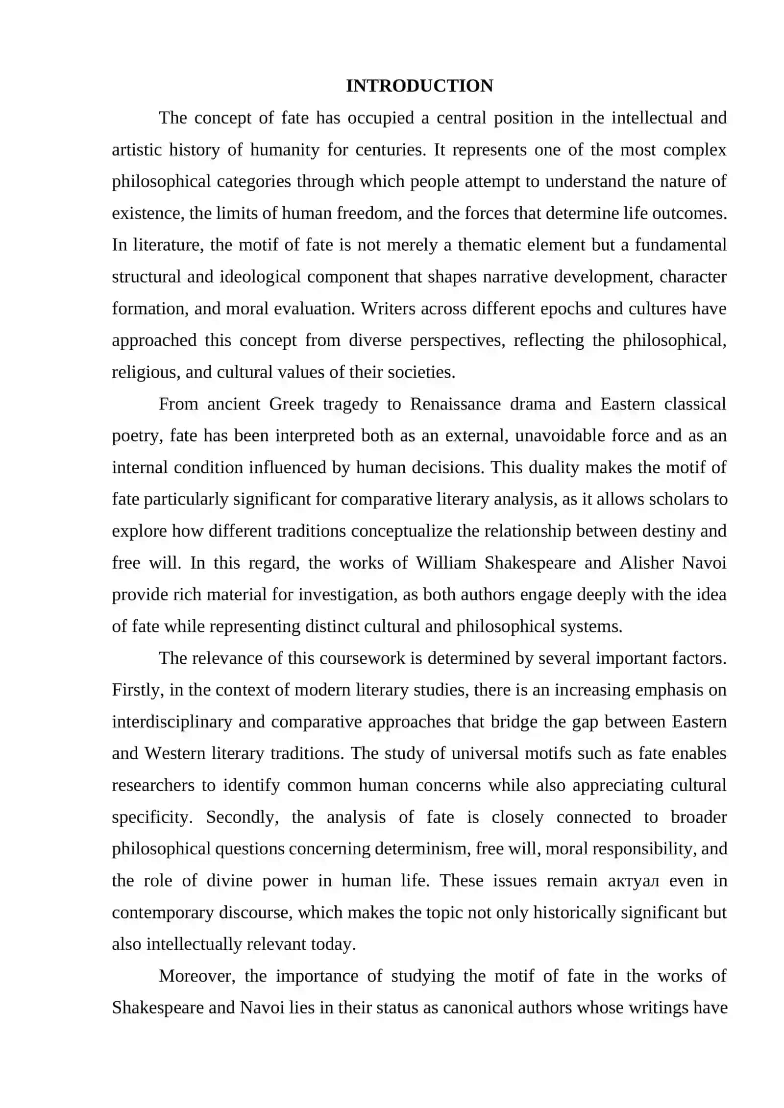 MOTIF OF FATE IN SHAKESPEARE AND ALISHER NAVOI'S WORKS 3