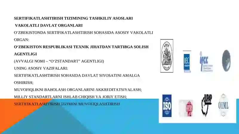 O’zbekiston Sertifikatlashtirish milliy tizimining tashkiliy va me’yoriy asoslari 3