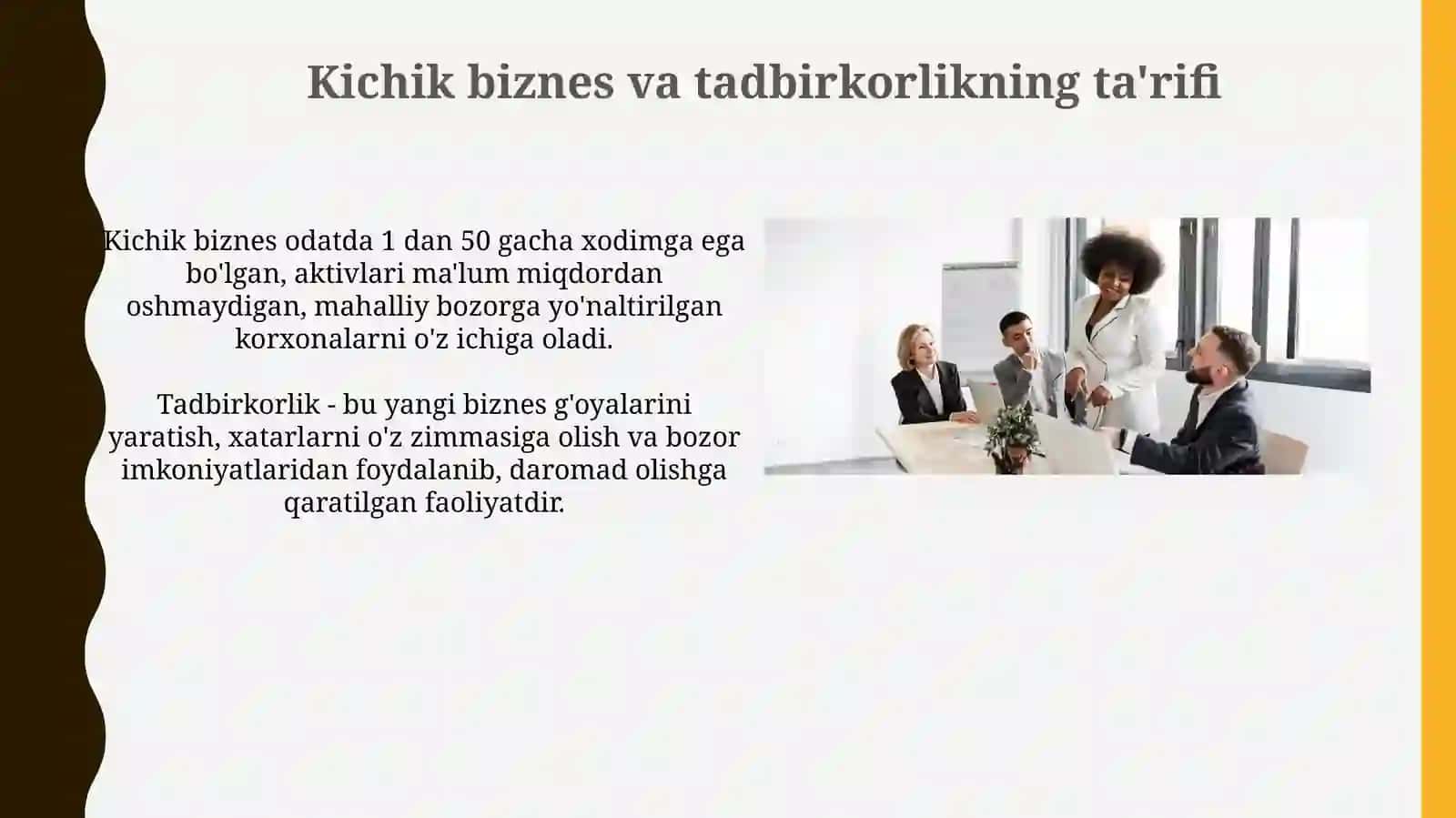 Kichik biznes va tadbirkorlikning ta'rifi 3