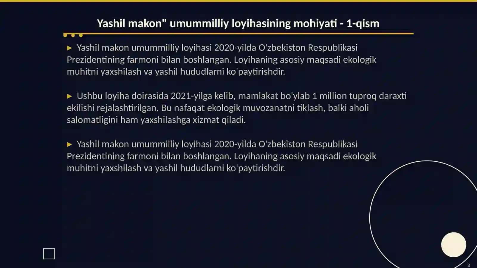 Yashil makon" umummilliy loyihasining mohiyati 3