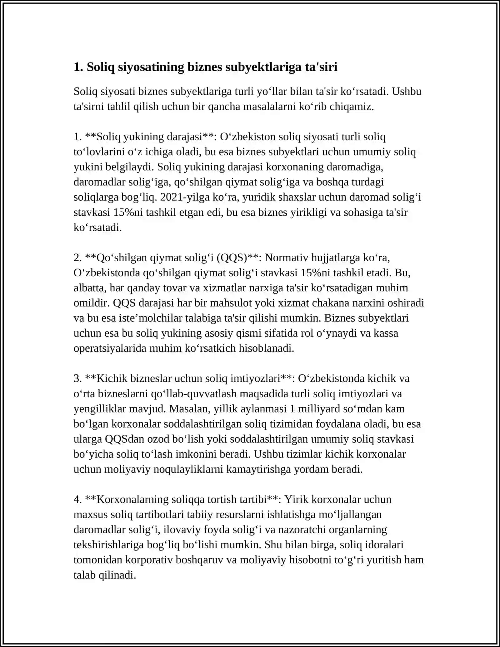 BIZNES SUBYEKTLARI FAOLIYATIGA SOLIQLAR ORQALI TASIR ETISH 3