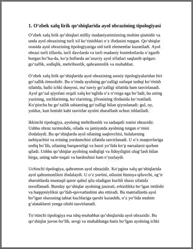 OʼZBEK XALQ LIRIK QOʼSHIQLARIDA AYOL OBRAZI:POETIK TAHLIL 3