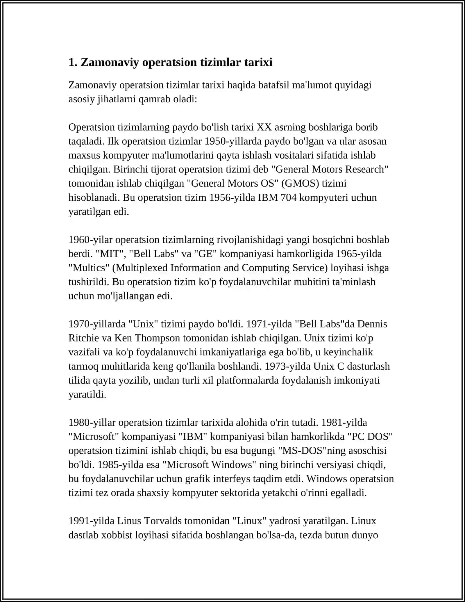 Zamonaviy operatsion tizimlar 3