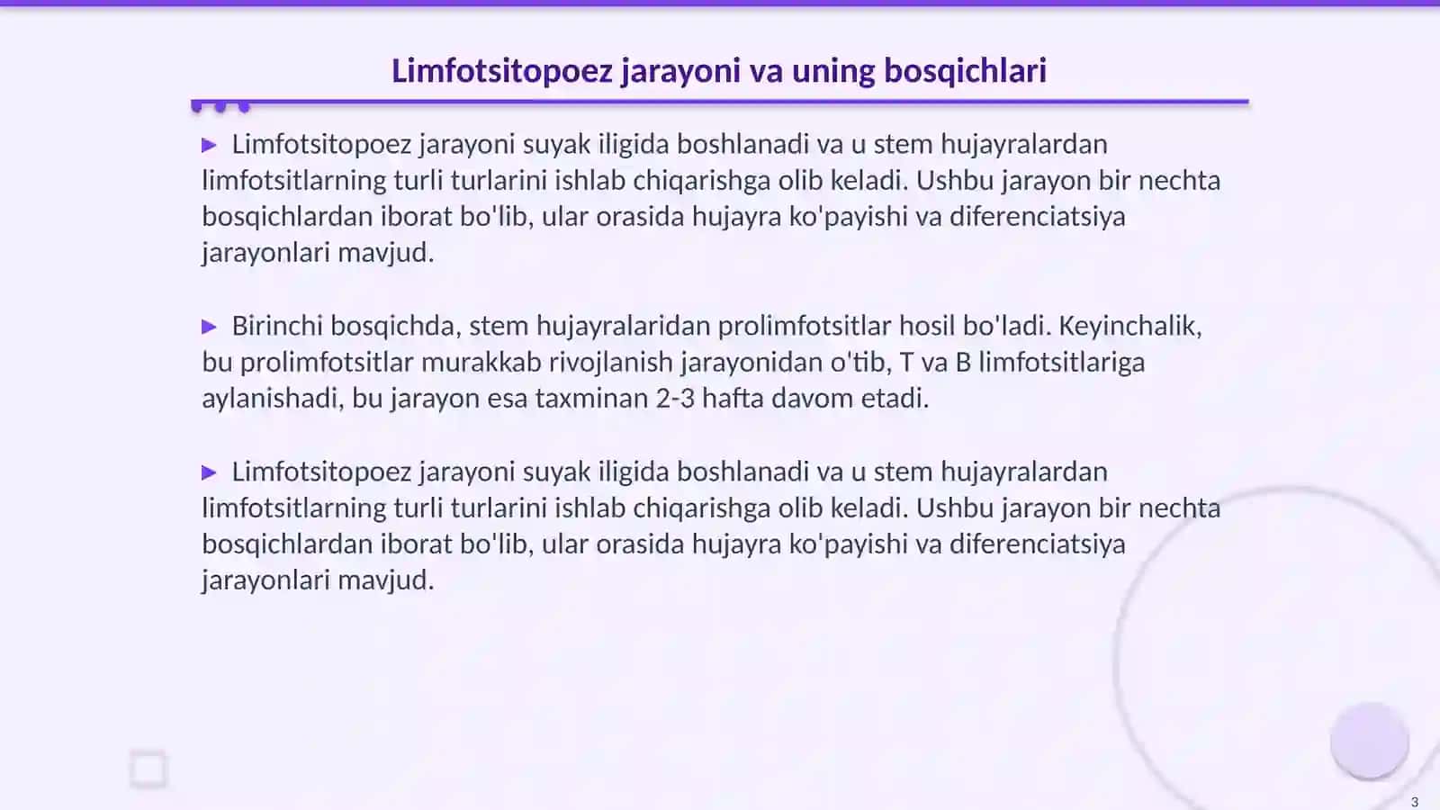 Limfotsitopoezning hususiyatlari 3
