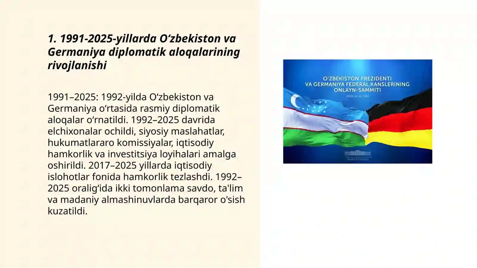 "1991-2025-yillarda Oʻzbekiston va jahon davlatlari taraqqiyoti" 3