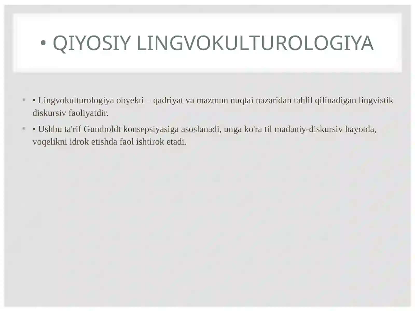 Tilshunoslik - Qiyosiy lingvomadaniyatshunoslik asoslari 3