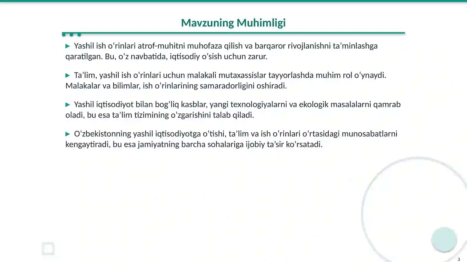 Yashil Ish O‘rinlari: Ta’lim va Iqtisodiy Rivojlanish 3