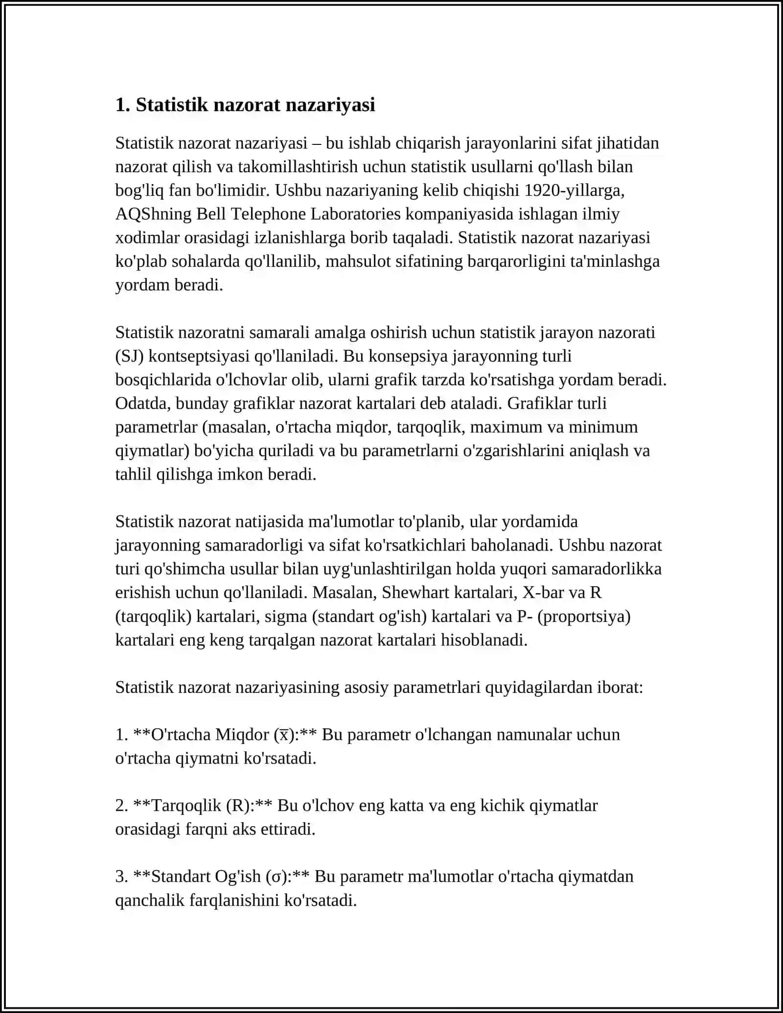 STATISTIKAVIY NAZORAT XATOLARI VA TEKSHIRISH USLUBLARI 3