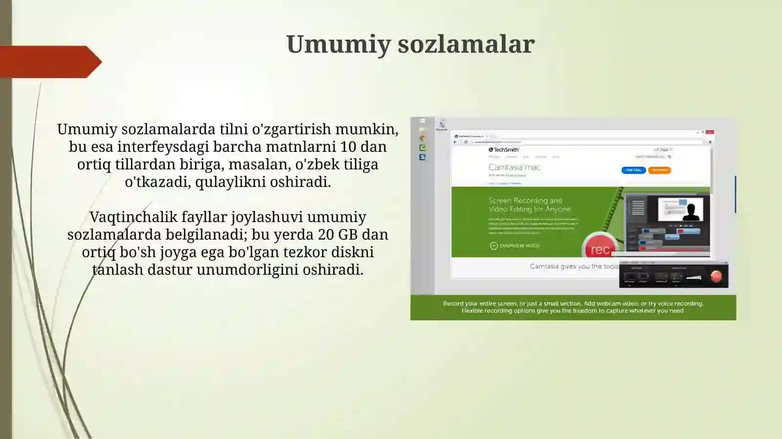 Camtasia Studiodasturini sozlash 3