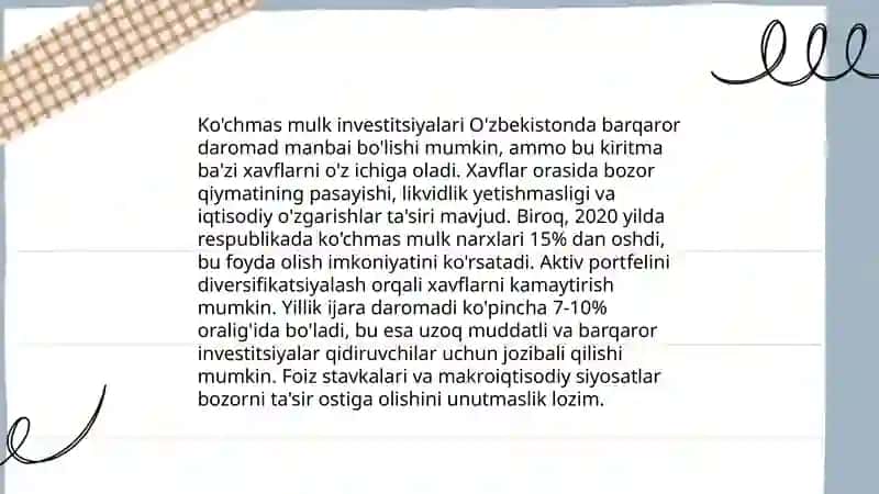 Ko'chmas mulk obyektlaridan samarali foydalanish masalalari 3
