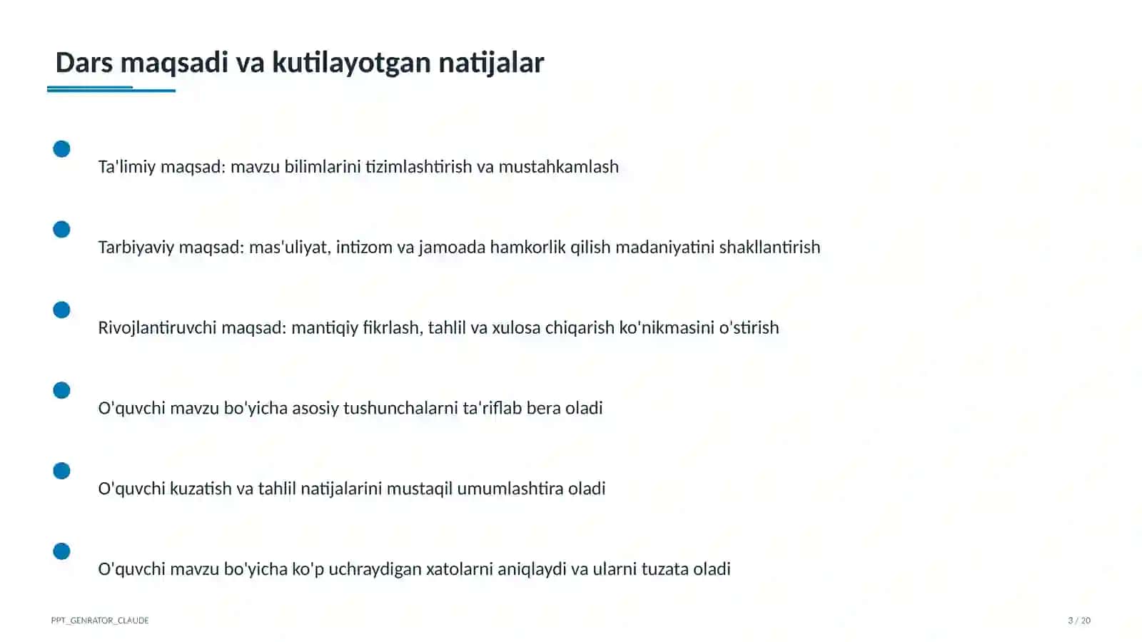 Dars rejasi 3