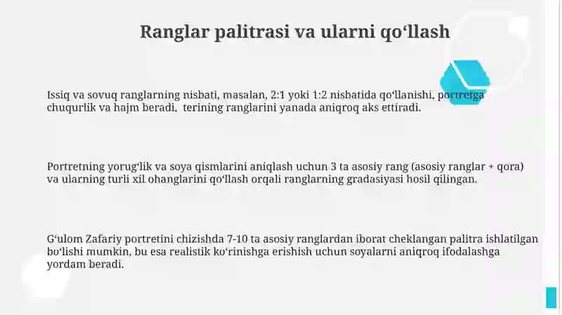 GʻULOM ZAFARIY PORTRETINI CHIZISH TEXNALOGIYASI 3