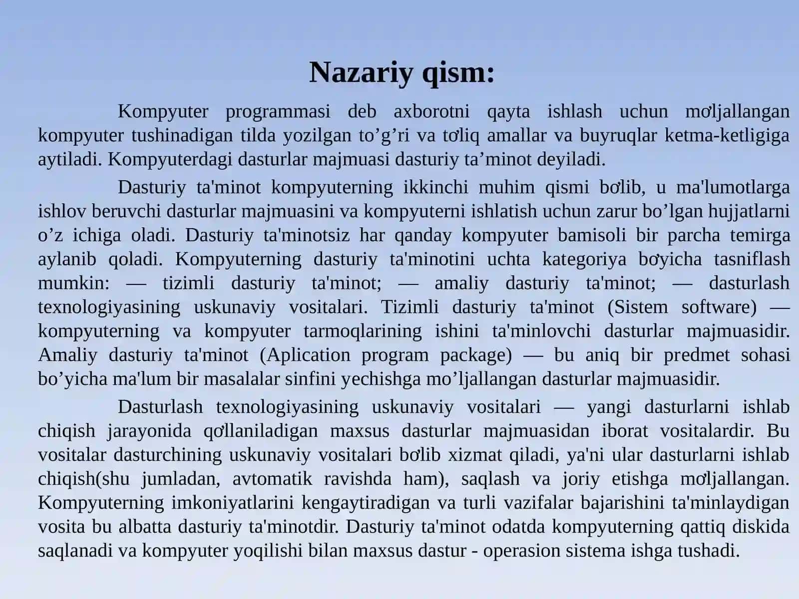 Tibbiyot masalalarini yechishda amaliy dasturiy ta'minot. Windows operatsion tizimida ishlash asoslari. Windows operatsion tizimining bazaviy ob'ektlari bilan tanishish 3