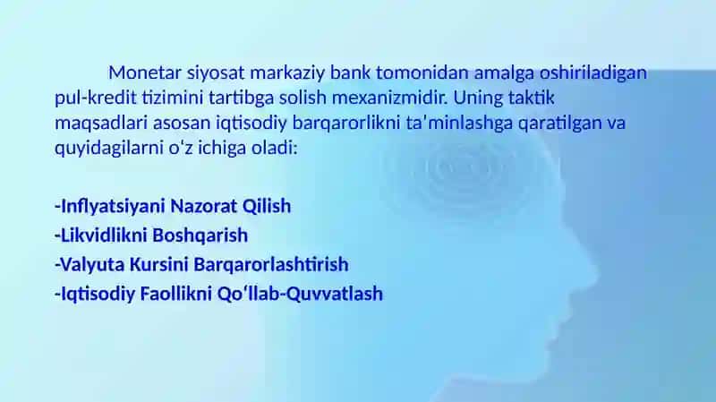 Monetar siyosatning maqsadli ko‘rsatkichlari 3