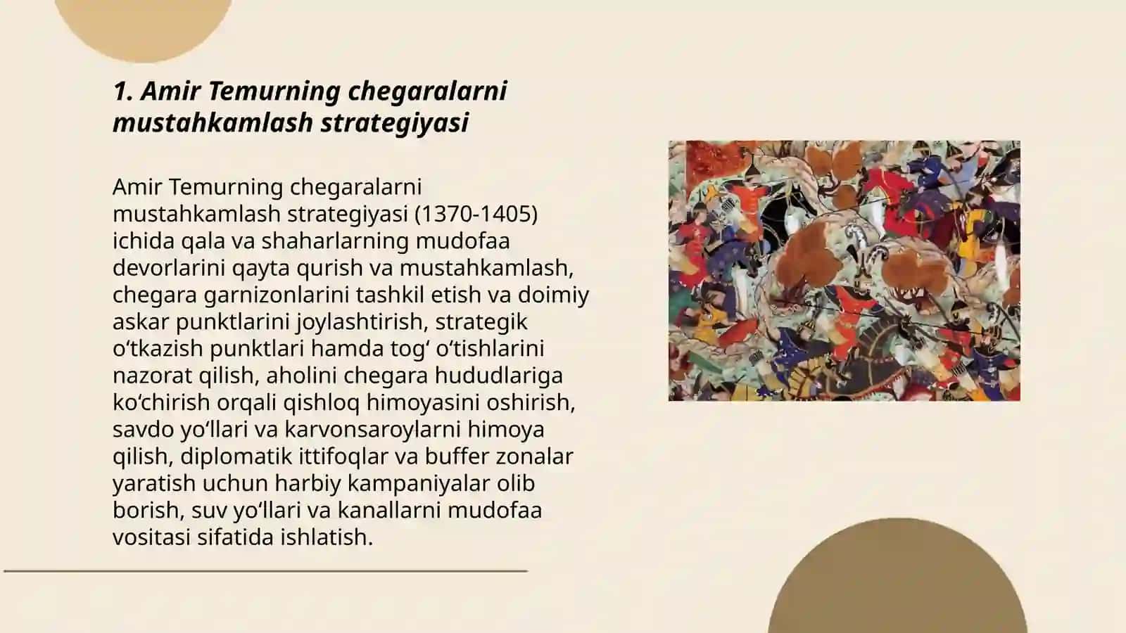 Amir Temurning chegaralarni mustahkamlash strategiyasi 3