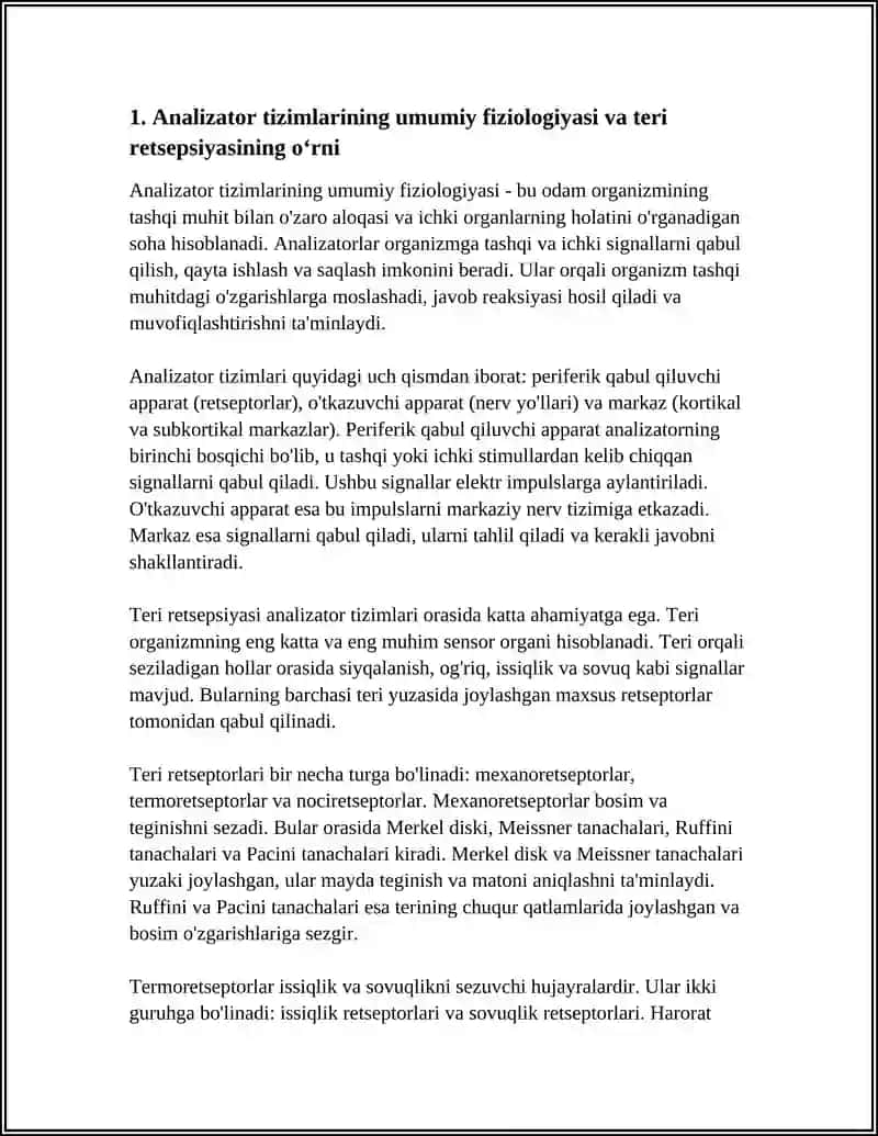 ANALIZATOR SISTEMALARINING FIZIOLOGIYASI, TERI RETSEPSIYASI 3
