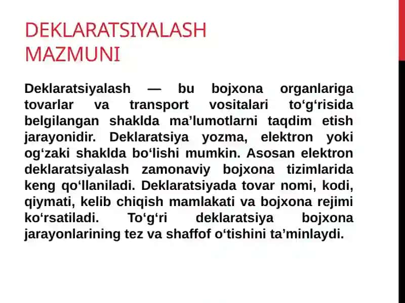 Bojxona Rasmiylashtiruvi va Deklaratlash 3