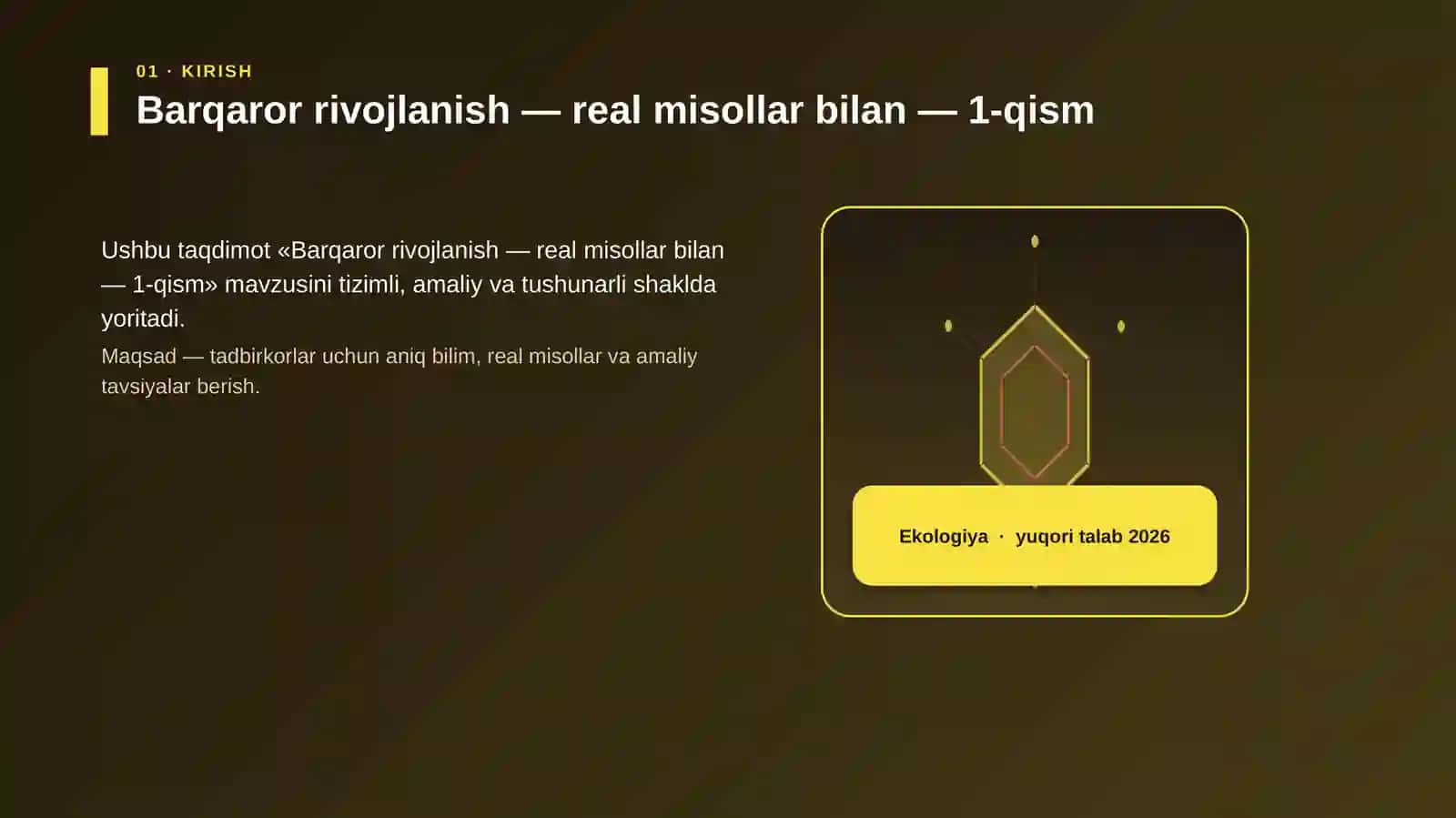 Barqaror rivojlanish — real misollar bilan — 1-qism 3