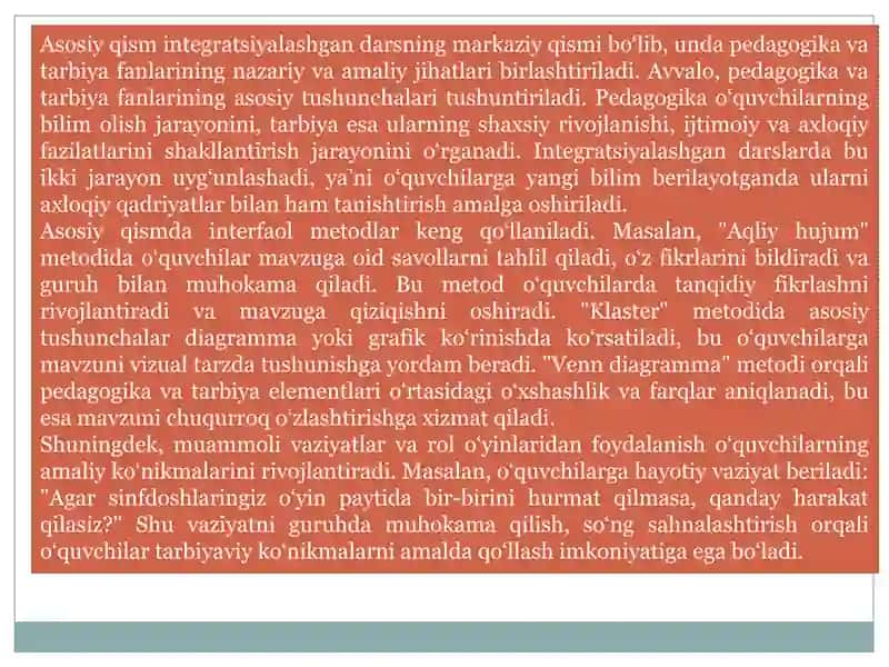 Pedagogik avatarbiya integratsiyalashgan 3