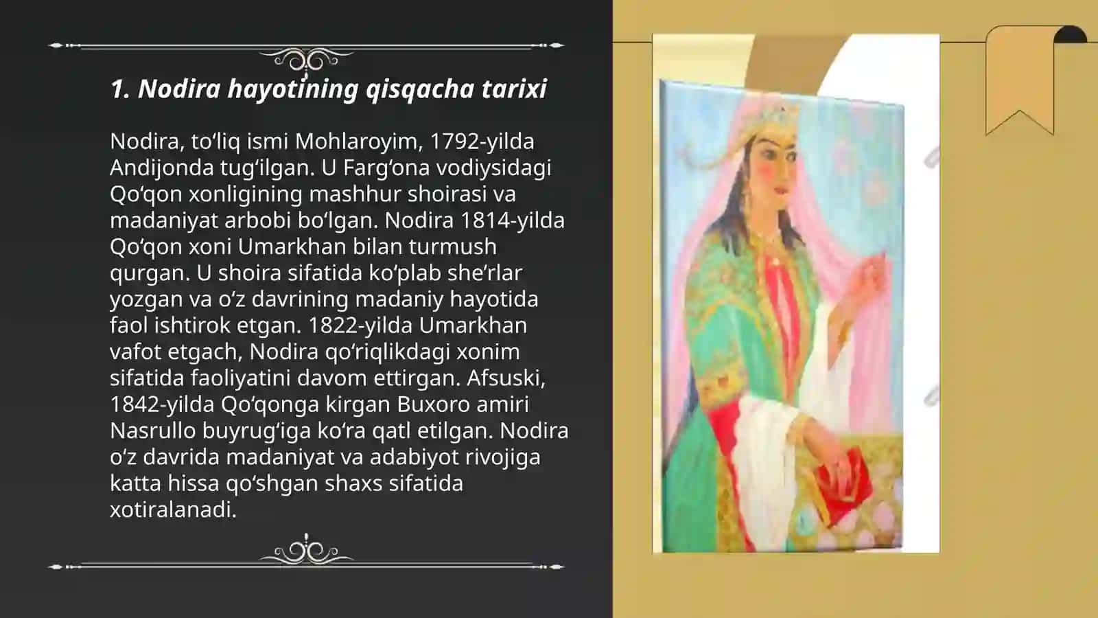 Nodira hayoti va ijodi g'azallari tahlili 3