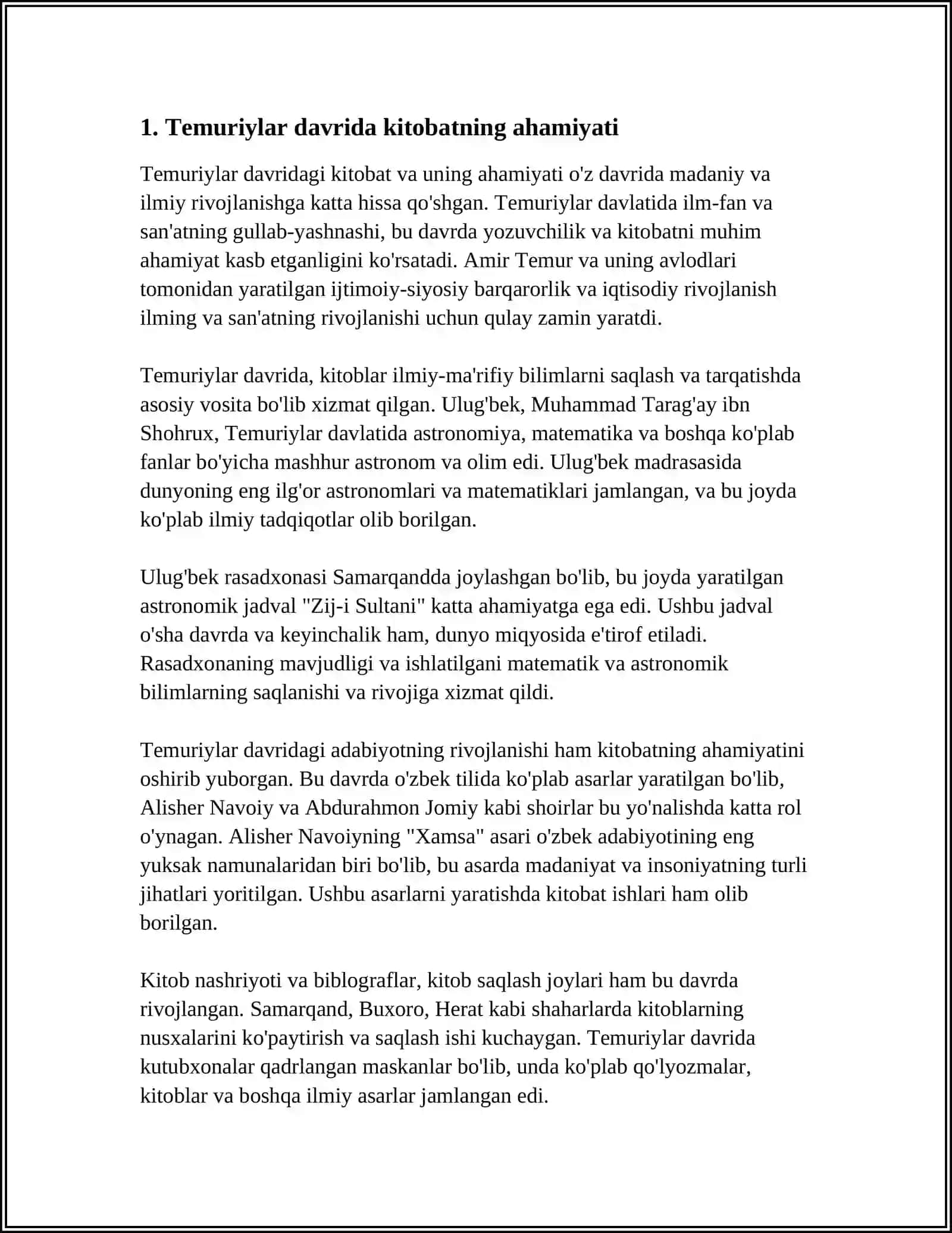 TEMURIYLAR DAVRIDA KITOBAT ISHI 3