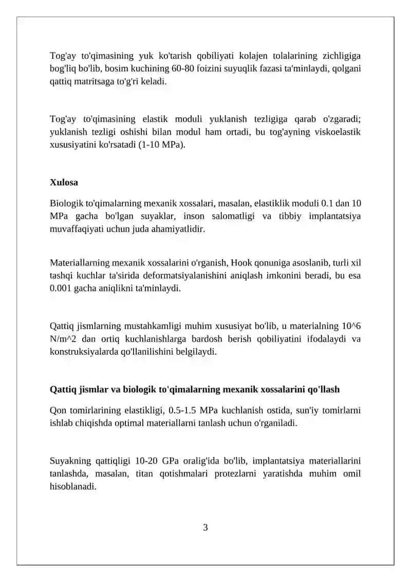 Qattiq jismlarning va biologik toqimalarning ularning mexanik xossalari 3