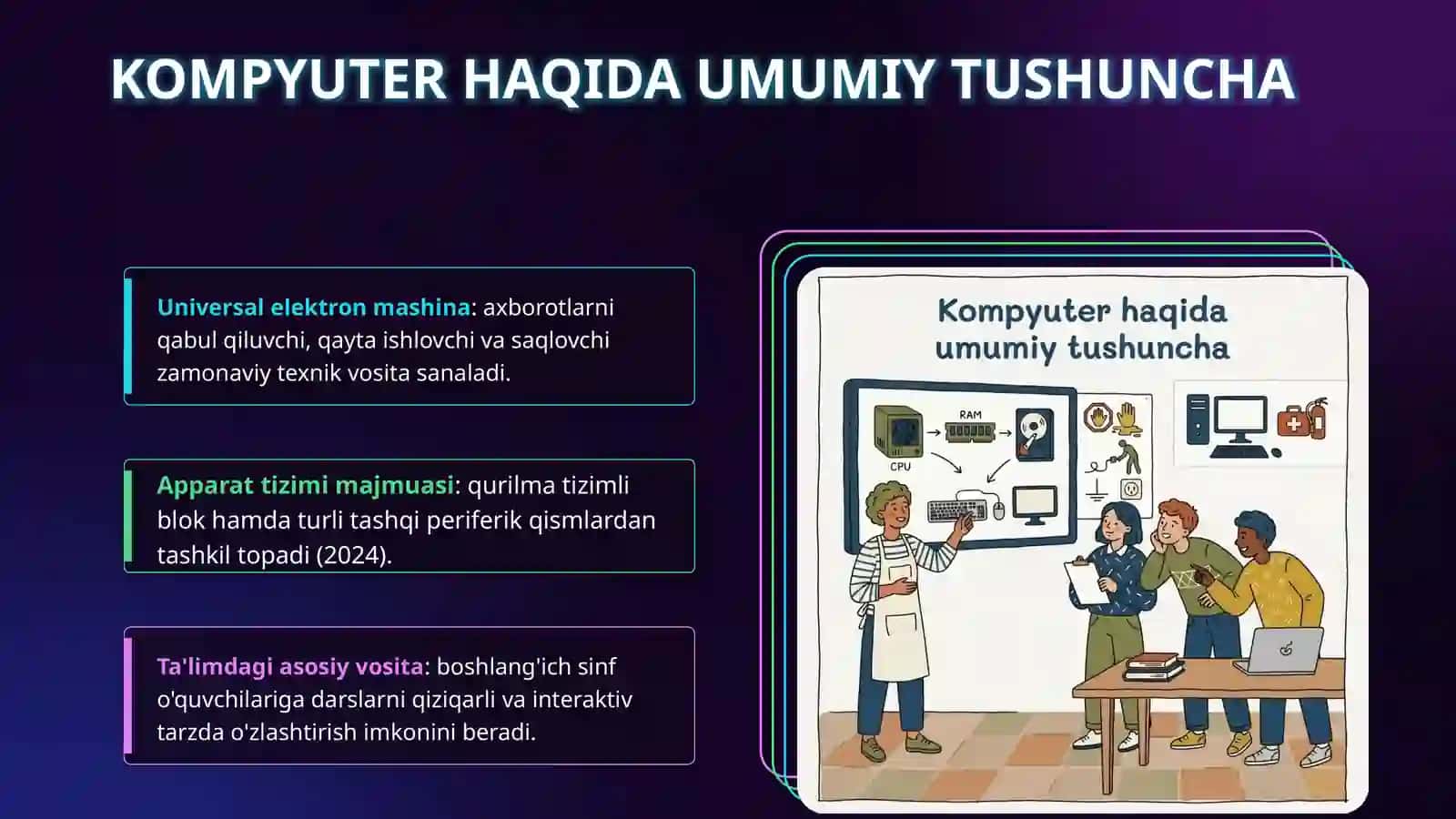 Kampyuterning tuzilishi va kampyuter labartoriyasida xavfsiz ishlash qoidalari bilan tanishish 3