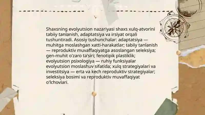 Shaxsning evolyutsion jihatdan shakllanishi 3
