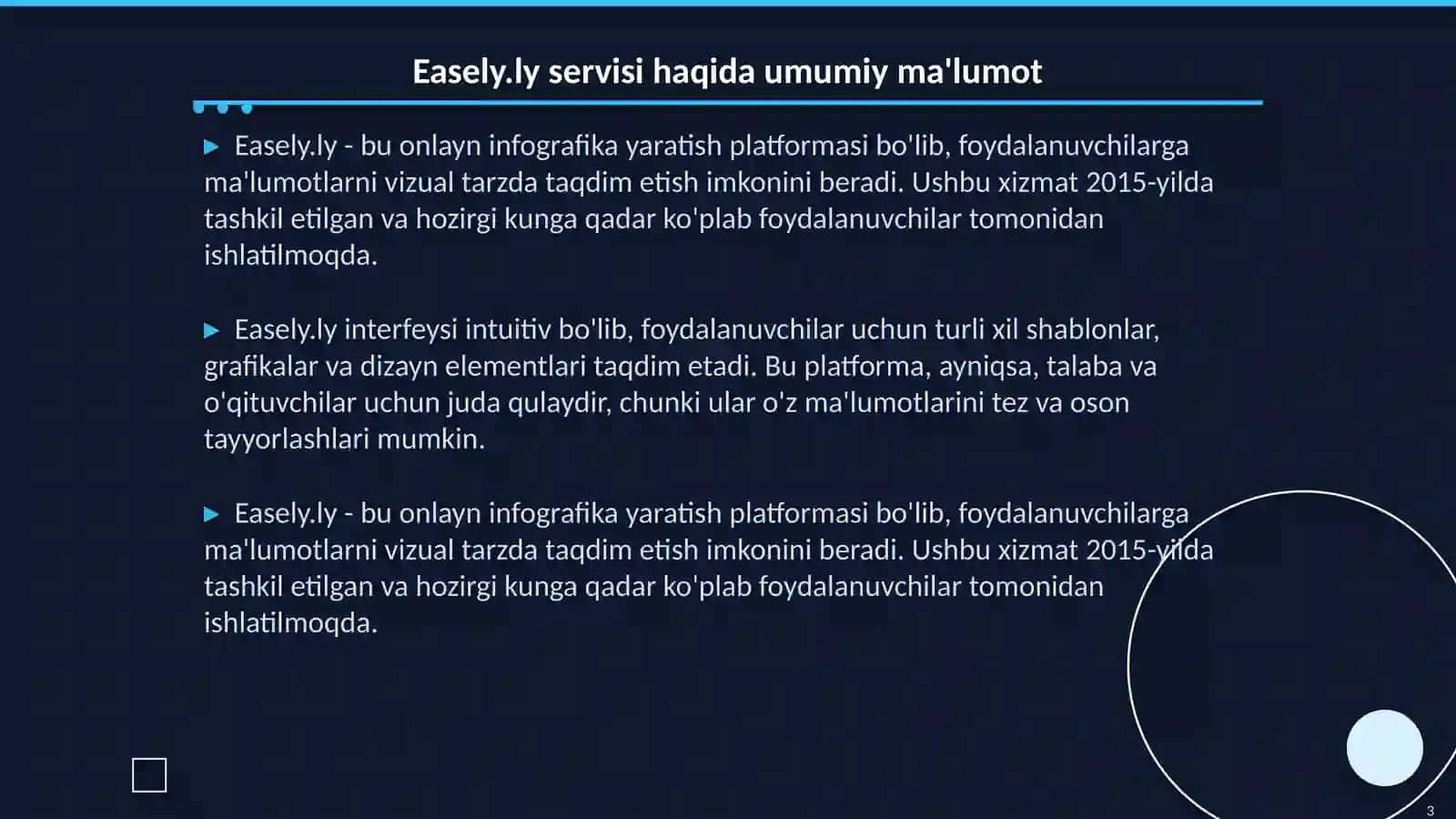 Easely.ly servisi haqida umumiy ma'lumot 3