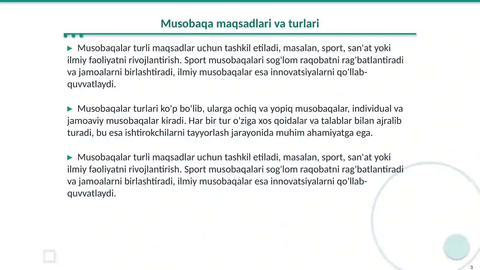 Musobaqalarni tashkil qilish 3