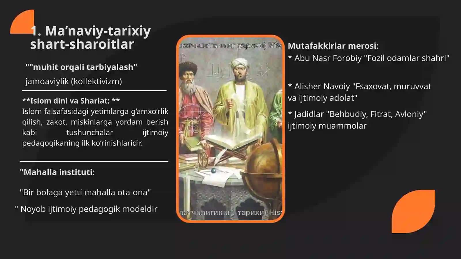 O’zbekistonda ijtimoiy pedagogikaning paydo bo’lishi,ma’naviy-tarixiy,ijtimoiy-xuquqiy shart-sharoitlari 3