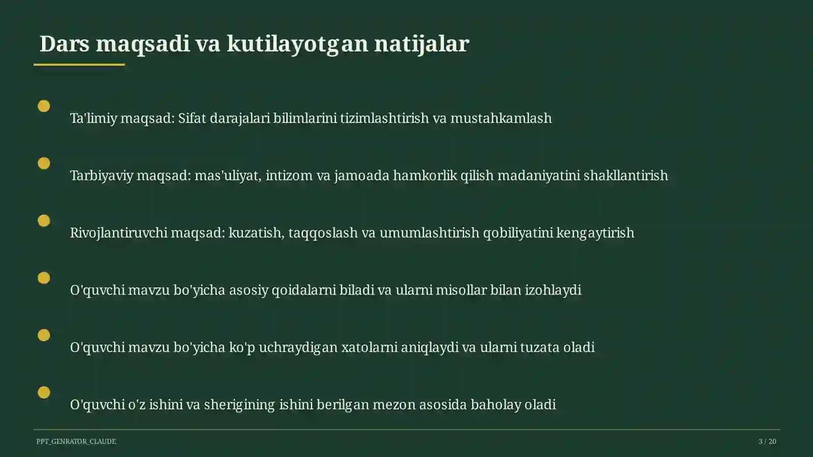 Sifat darajalari (6-sinf) 3