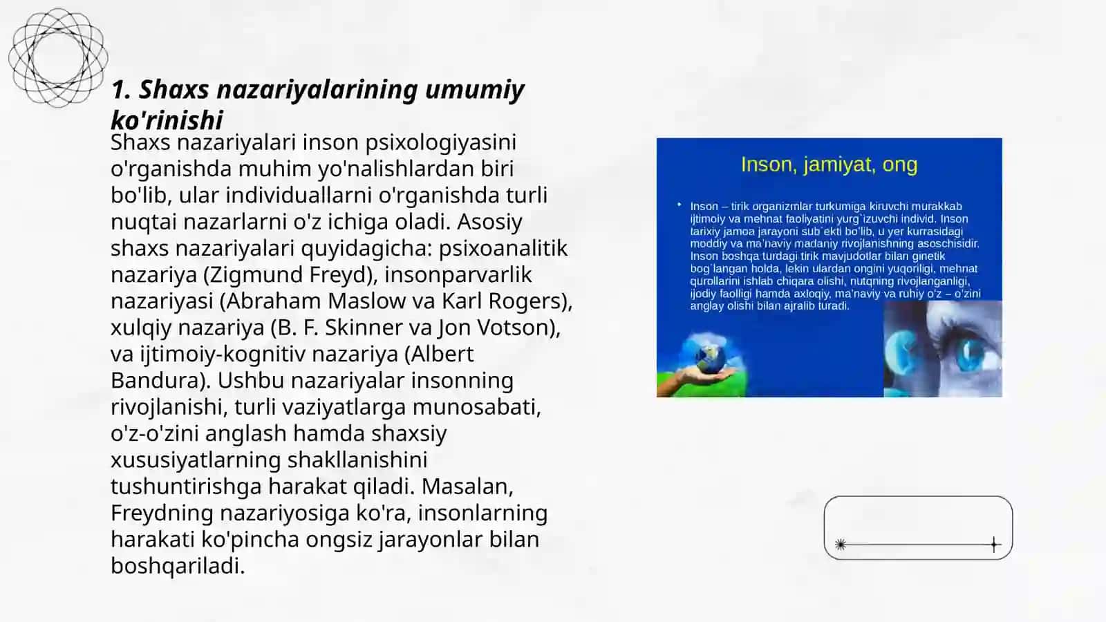 Shaxs nazariyalari rivojlanishi 3