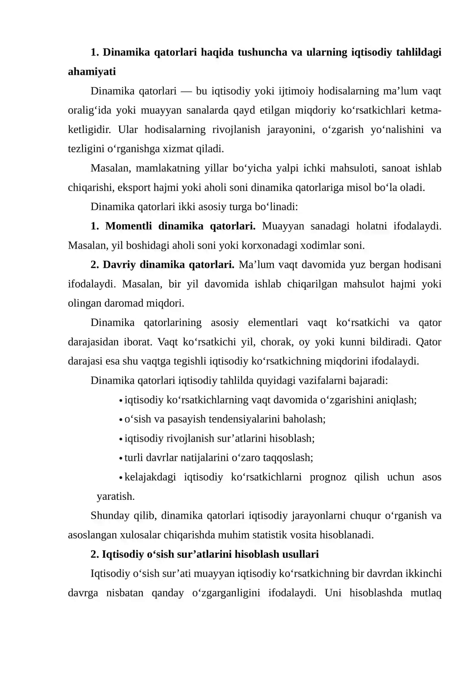 DINAMIKA QATORLARI ASOSIDA IQTISODIY O‘SISH SUR’ATLARINI HISOBLASH VA TAHLIL QILISH 3