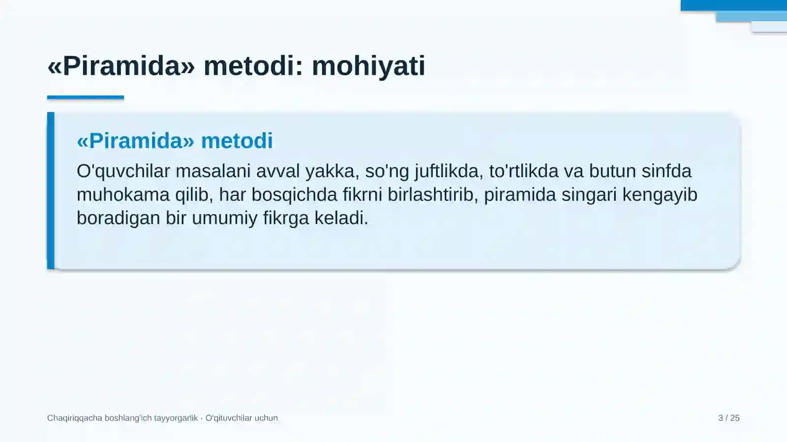 chaqiriqqacha boshlang'ich tayyorgarlik darslarida piramida metodidan foydalanish 2561 3