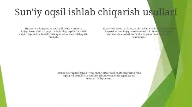 Suniy Oqsillarni Ishlab Chiqarilishi Va Kelgusidagi Imkoniyatlari 3