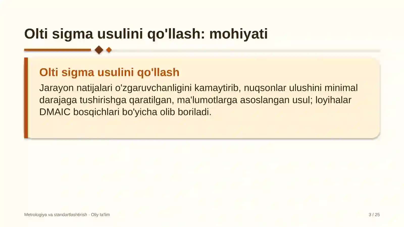 standartlashtirish va sertifikatlashtirish organlarida olti sigma usulini qo'llash 1942 3