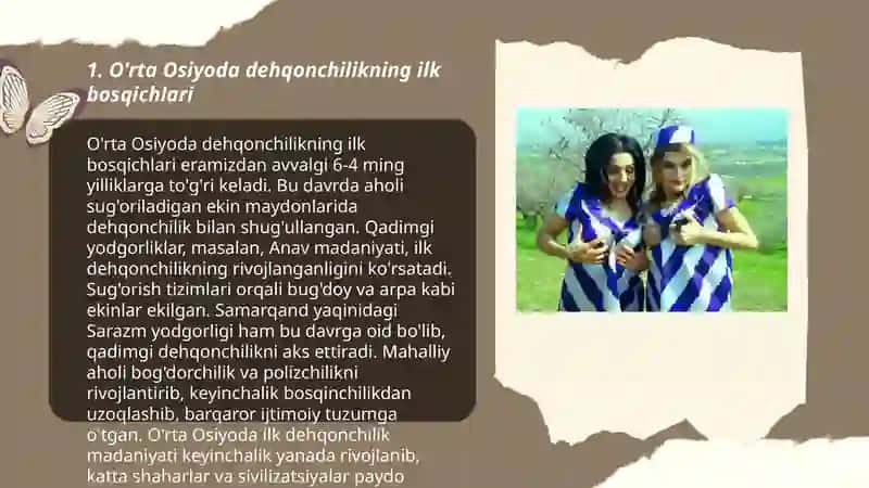 O'rta Osiyoda dehqonchilik va chorvachilikni vujudga kelishi 3